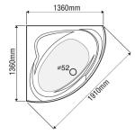 Bồn tắm góc EUROCA EU1-1400 (1400x1400x590mm)