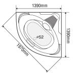 Bồn tắm góc EUROCA EU2-1400 (1400x1400x590mm)